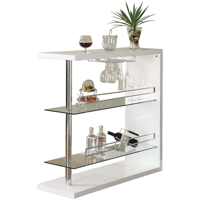 2 Shelf Pub Table with Wine Storage