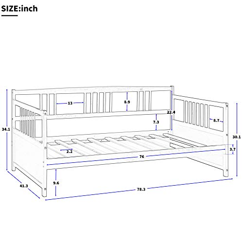 Modern Solid Wood Daybed, Multifunctional Daybed Twin Size, Harper&Bright Designs Wood Daybed Frame Twin with Rails, Wooden Slats Support Modern Daybed Twin Ship from USA Warehouse (Espresso)