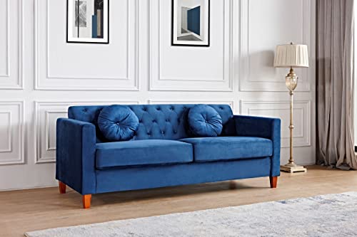 US Pride Furniture Velvet Tight Back Sofas, Dark Blue