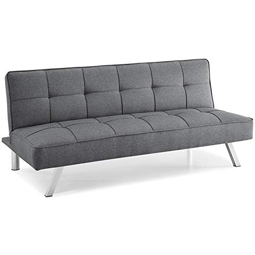 Hawthorne Collections Multi-Functional Fabric Upholstered Button Tufted Convertible Sleeper Sofa in Charcoal