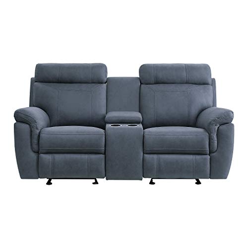 Lexicon Valois Double Glider Reclining Loveseat, Blue