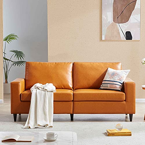 ATY PU Leather Sectional Sofa Set, 2 Seat Couch, Upholstered Furniture for Home or Office, Brown