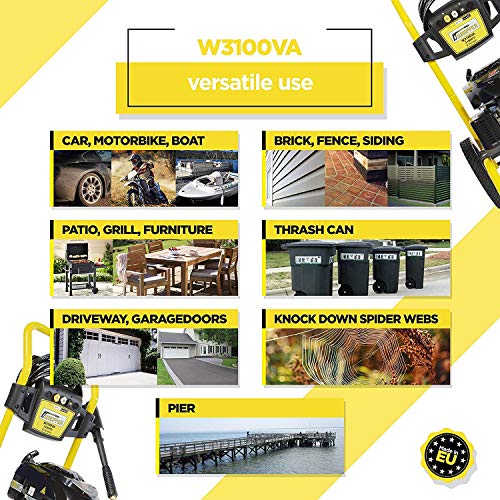 WASPPER - W3100VA - 31000 PSI - 2.9 GPM - Gas Pressure Washer - 196CC - 5 Nozzle Set - PEGGAS Vertical Engine