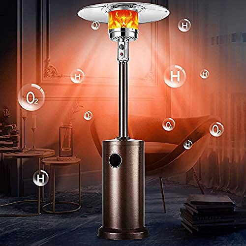 WDERNI Outdoor Patio Heater Propane Heater - Tall Standing Hammered Finish Garden Outdoor Heater Propane Standing LP 48,000BTU CSA Certified Gas Steel w/Heater Cover Pulley Accessories, Bronze