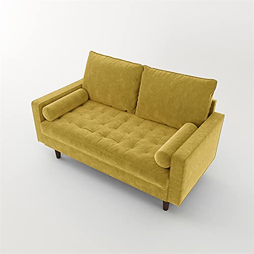 Kingway Furniture Velvet Genoa Living Room Loveseat in Goldenrod