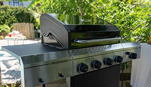 Megamaster 720-0804H 4 Propane, Black/Silver Grill with Side Burner