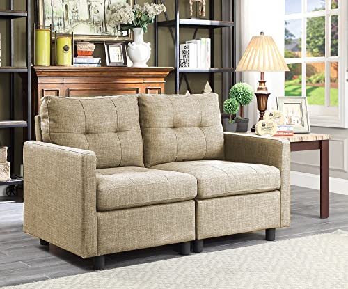 Sectional Sofa Reversible Modular Couch Living Room Modular Sectional Furniture Sets for Compact Living Space Bedroom(Tawny/52 inch)