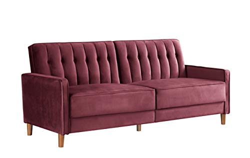 Container Furniture Direct Grattan Mid Century Velvet Uphostered Convertible Sofa Bed, Purple