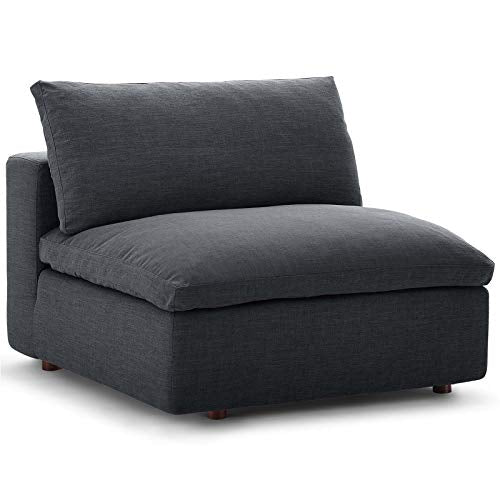 Modway Commix Down-Filled Overstuffed Upholstered Sectional Sofa Armless Chair in Gray