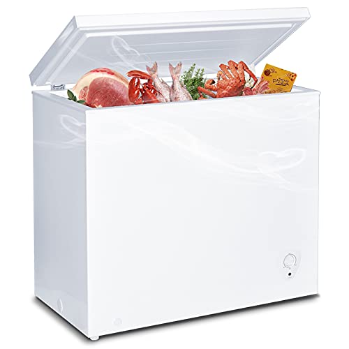 SMETA Chest Freezer 7 Cu.Ft, Deep Freezer Thermostat Control, Freezer Chest with Removable Baskets, Quite Compact Freezer, Small Freezers for Apartments in White