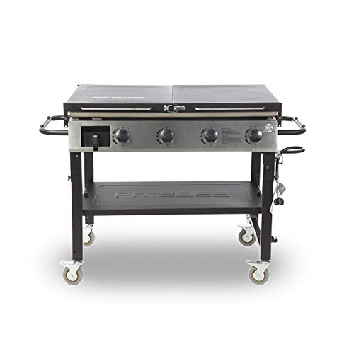PIT BOSS PB757GD 4 Burner LP Gas Griddle, 4. 7mm Thick pre-Seasoned top, Black