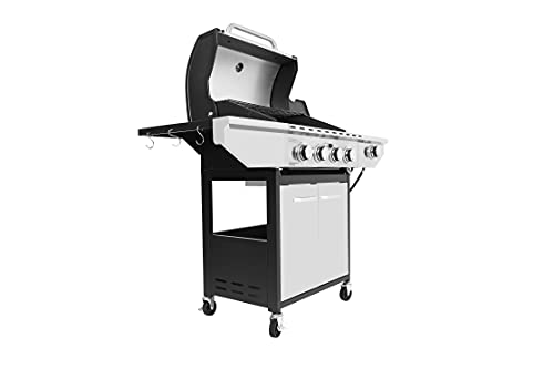 Honeydrill Propane Gas Grill with Side Burner,4-Burner, Stainless Steel