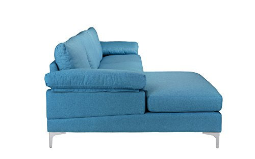 Casa Andrea Milano LLC Modern Large Fabric Sectional Sofa, L-Shape Couch with Extra Wide Chaise Lounge, Navy