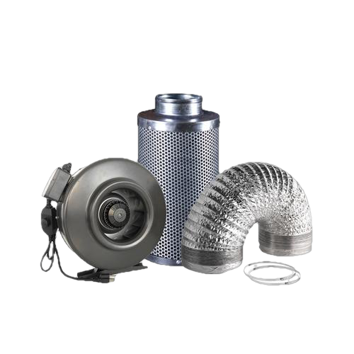 Hydro Crunch 410 CFM 6-inch Centrifugal Inline Duct Fan with Carbon Filter and Aluminum Ducting for Indoor Garden Ventilation