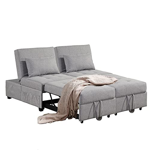 ETAGERIA Convertible Chair Bed 4 in 1, Sleeper Chair Bed - Pull Out Sleeper Chair Bed Modern Sofa Bed Adjustable Backrest Sleeper Couch Bed for Living Room/Small Apartment (2PCS Gray)