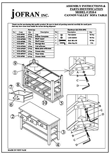 Jofran: , Cannon Valley, Sofa/Media Table, 50