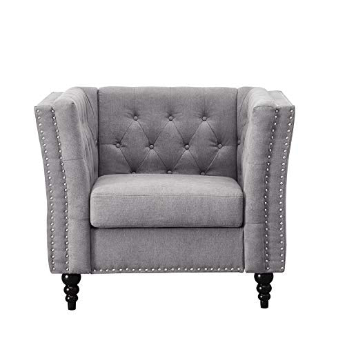 Kingway 3 Pcs Living Room Fabric Couch 1 Seat Sofas, Gray