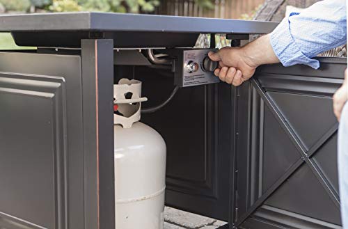 Endless Summer GAD15255SP 30-in Square Gas Pit with Ceramic Tile Mantel Fire Table, Black