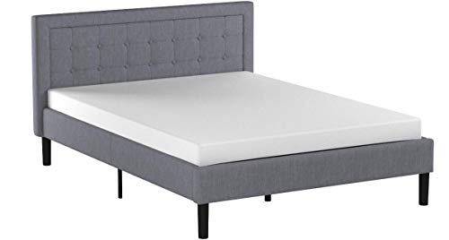 Classic Brands Mornington Upholstered Platform Bed | Headboard and Metal Frame with Wood Slat Support, King, Dark Grey