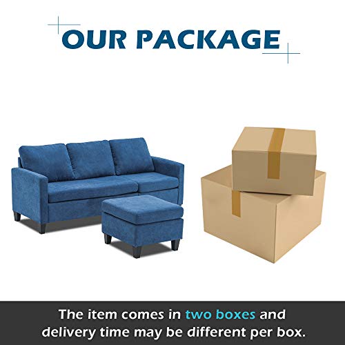 Bonnlo Convertible Sectional Sofa L Shaped Sectional Couch Small 3-Seater Blue Sectional Sofa,Modern Living Room Sectional Sofa Couch with Reversible Chaise (Blue)