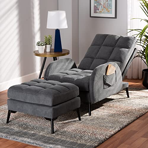 Baxton Studio Belden Living Room Sets, Grey/Black