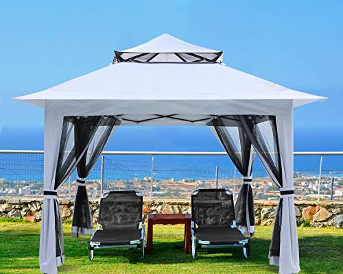 ABCCANOPY 13'x13' Gazebo Tent Outdoor Pop up Gazebo Canopy Shelter with Mosquito Netting (White)