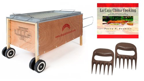 Latin Touch Caja China Roasting Box Pig Roaster 100lbs w/Free Cookbook and Bear Paws