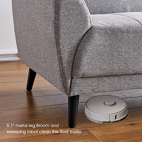 Ivinta Living Room Couch Sofa Linen Fabric Tufted Mid-Century Modern Bench Loveseat Sofa, 71 inch Small Sofa (Grey)