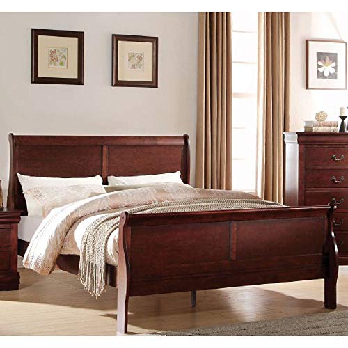 Queen Bed Frame, Harper&Bright Designs Solid Wooden Queen Size Platform Bed with Headboard & Footboard, Box Spring Required, Easy Assembly, Queen Size, Cherry