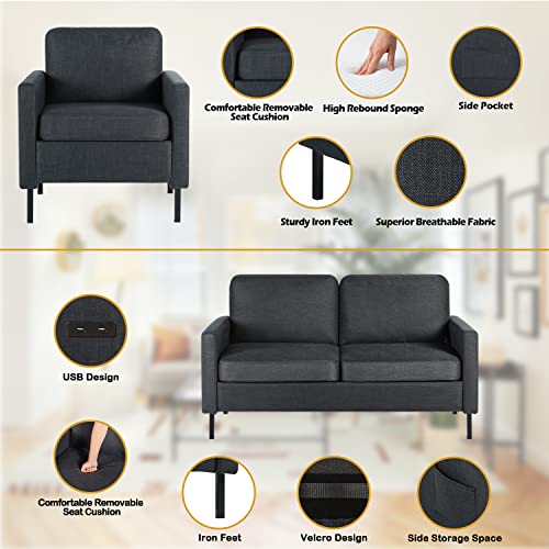 AILEEKISS 3 Piece Living Room Sofa Set 56