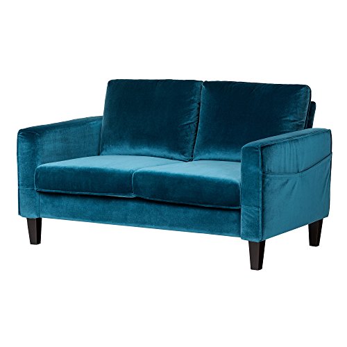 South Shore Loveseat Fabric Sofa, 2-Seat, Velvet Blue