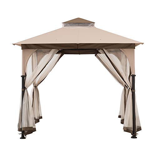 Sunjoy Shelby 9.5x9.5 ft. 2-Tone Steel Gazebo, Tan and Brown