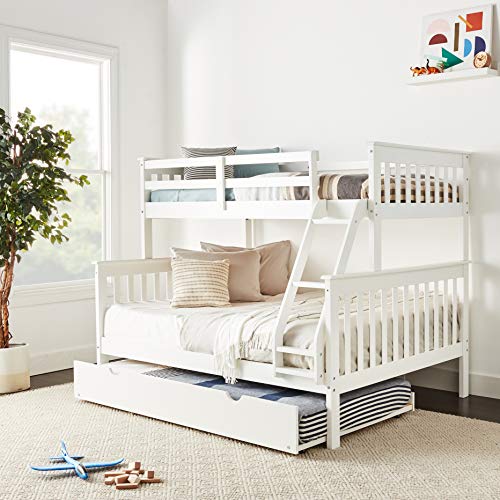 Donco Kids 122-3-TFW-503-W Mission Bunk Bed withTrundle Twin/Full/Twin White