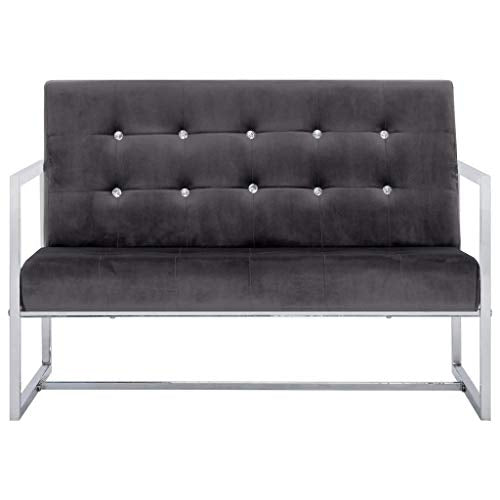 iFCOW 2 Seater Sofa with Armrests Dark Gray Chrome and Velvet 44.9 inch x 30.7 inch x 31.9 inch Futon with Modern Metal Frame Sectional Sofa Living Room