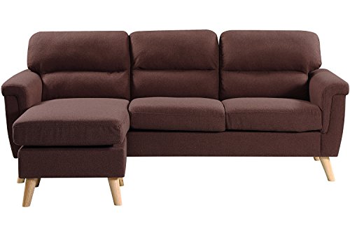 Harper & Bright Designs Modern Linen Fabric Sectional Sofa L Shape Couch with Reversible Chaise Loung, Convertible Sectional Sofa Couch with Modern Linen Fabric for Small Space Brown Ship from USA