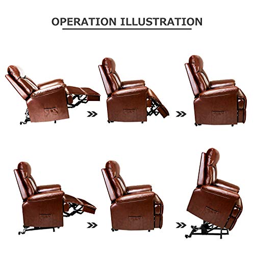 Power Lift Chair Recliner Chairs -Reclining Sofa Chair Lift PU Leather Living Room with Heavy Duty Mechanism & Remote