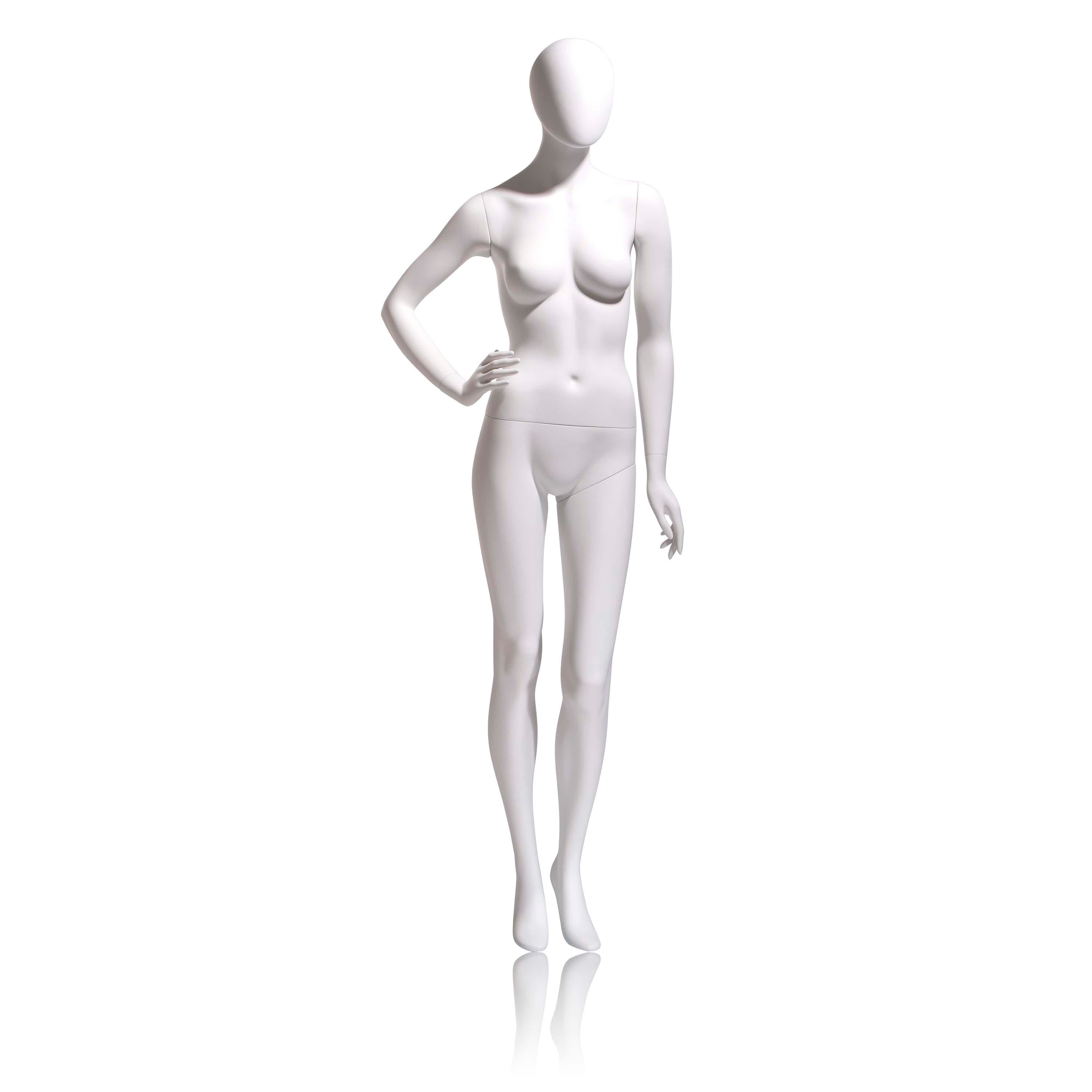 Econoco Female Mannequin - Oval Head, Right Hand On Hip, Left Leg Slightly Bent