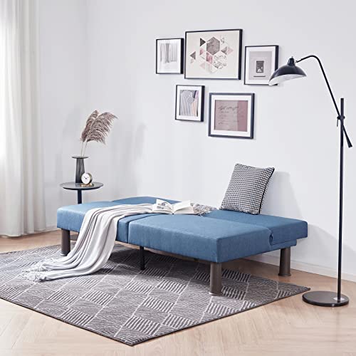BDEUS Futon Sofa Bed, 70In Convertible Sofa Couch Sleeper with Armless Design, Easy Assembly, 800 lbs Capacity Modern Recliner Lounge Couch for Living Room Apartment Dorm Office, Blue