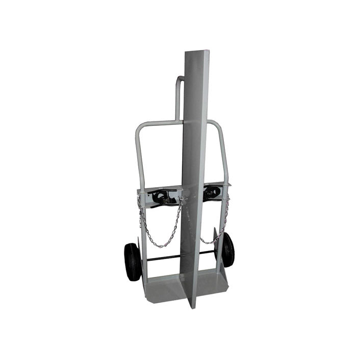 Justrite Double Cylinder Hand Truck With Firewall, 10.5 Inch Pneumatic Wheels