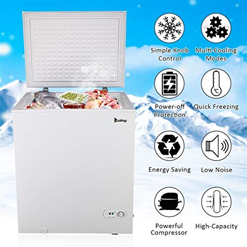 Aveland Happy BD-150 AC115V/60Hz 143L/5.0CU.FT Single Door Horizontal Freezer White Home Use