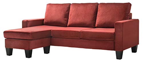 Glory Furniture Jessica , Burgundy Sofa Chaise, 33
