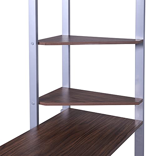 Harper & Bright Designs Full Loft Bed with Desk , Metal Heavy Duty Loft Bed Full with 2 Shelves, Full Size Loft Bed for Kids,Teens, No Box Spring Needed (Silver, Full )