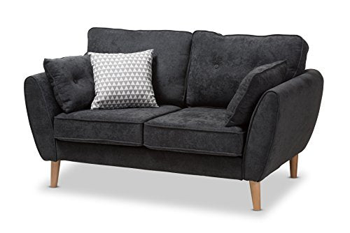 Baxton Studio Manuela Loveseat, Dark Grey