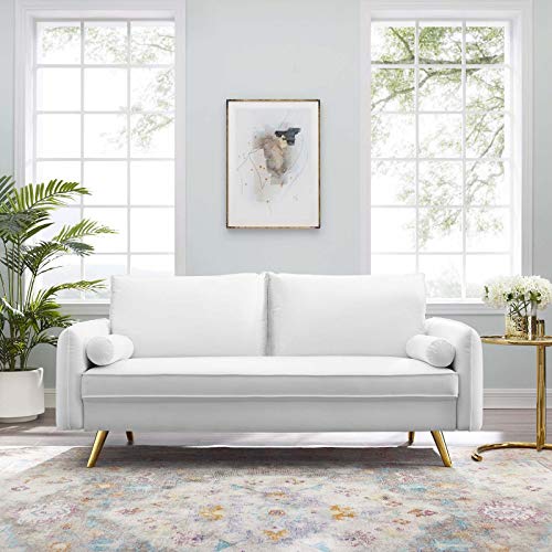 Modway Revive Performance Velvet Sofa, White