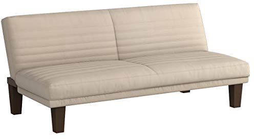 DHP Dillan Convertible Futon Couch Bed with Microfiber Upholstery and Wood Legs - Tan