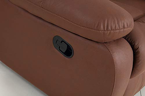 Betsy Furniture Microfiber Recliner Set Living Room Set, Sofa Loveseat Chair Pillow Top Backrest and Armrests 6288 (Brown, Loveseat)
