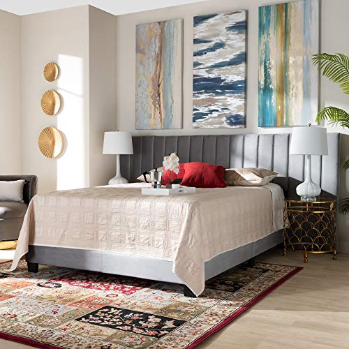 Baxton Studio Beds (Box Spring Required), Queen, Grey/Black