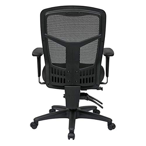 Office Star ProGrid High Back Managers Chair with Adjustable Arms, Multi-Function and Seat Slider (Black)