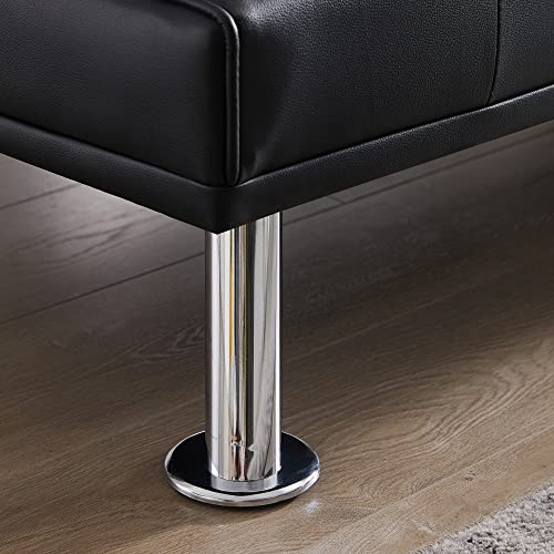 ZSY Sofas Faux Leather Loveseat Sofa Bed with Cup Holders, Convertible Folding Sleeper Couch Bed