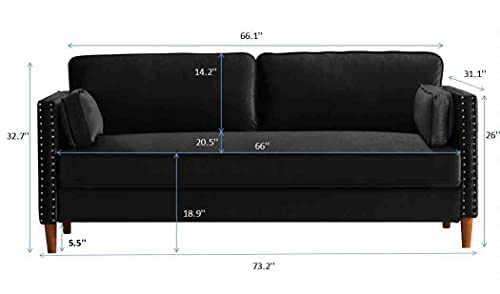 Cotoala 2 Piece Living Room Sectional Sofa Sets, Modern Upholstered Couch Furniture, One Three-Seat Chair & Loveseat, 2+3, Black